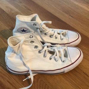 Converse high top white shoes